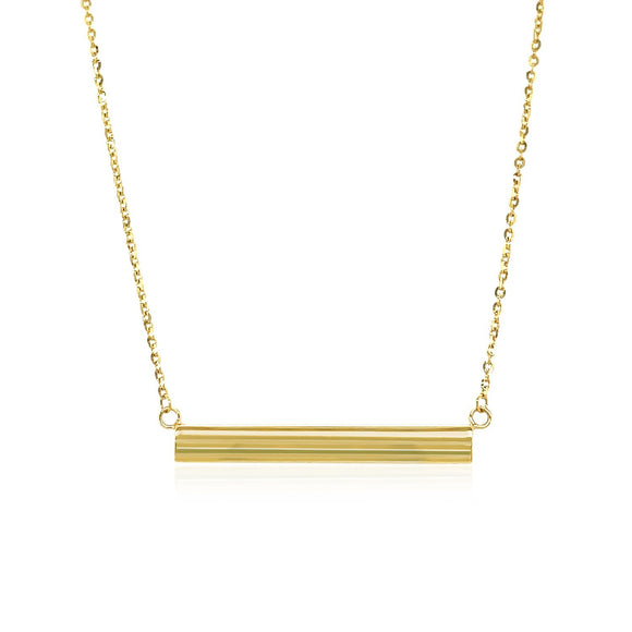 Brand New 14k Yellow Gold Chain Necklace with a Shiny Flat Bar