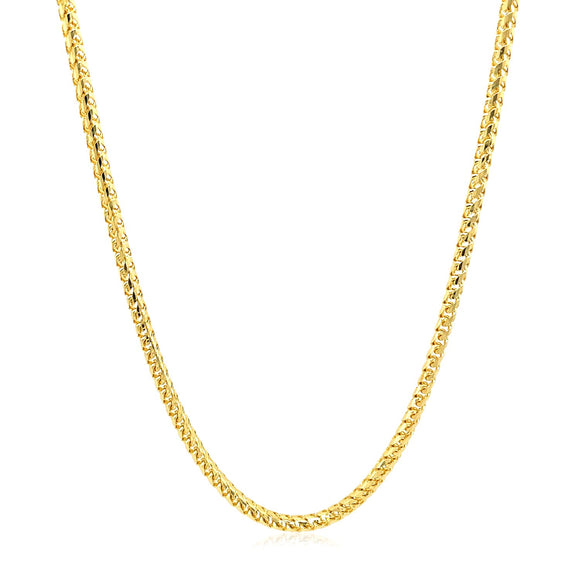 Brand New 14k Yellow Solid Gold Diamond Cut Round Franco Chain (2.20 mm)