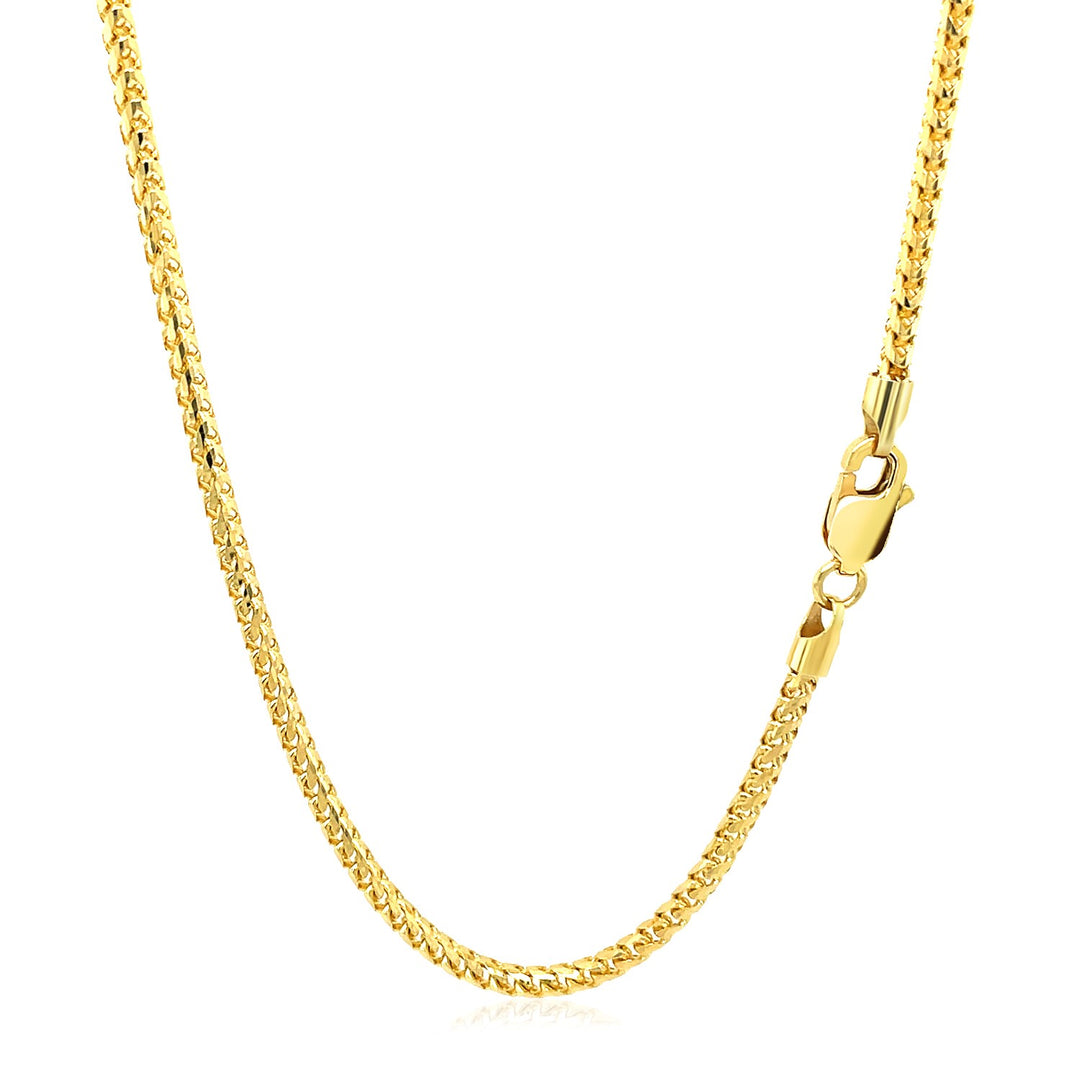 Brand New 14k Yellow Solid Gold Diamond Cut Round Franco Chain (2.20 mm)