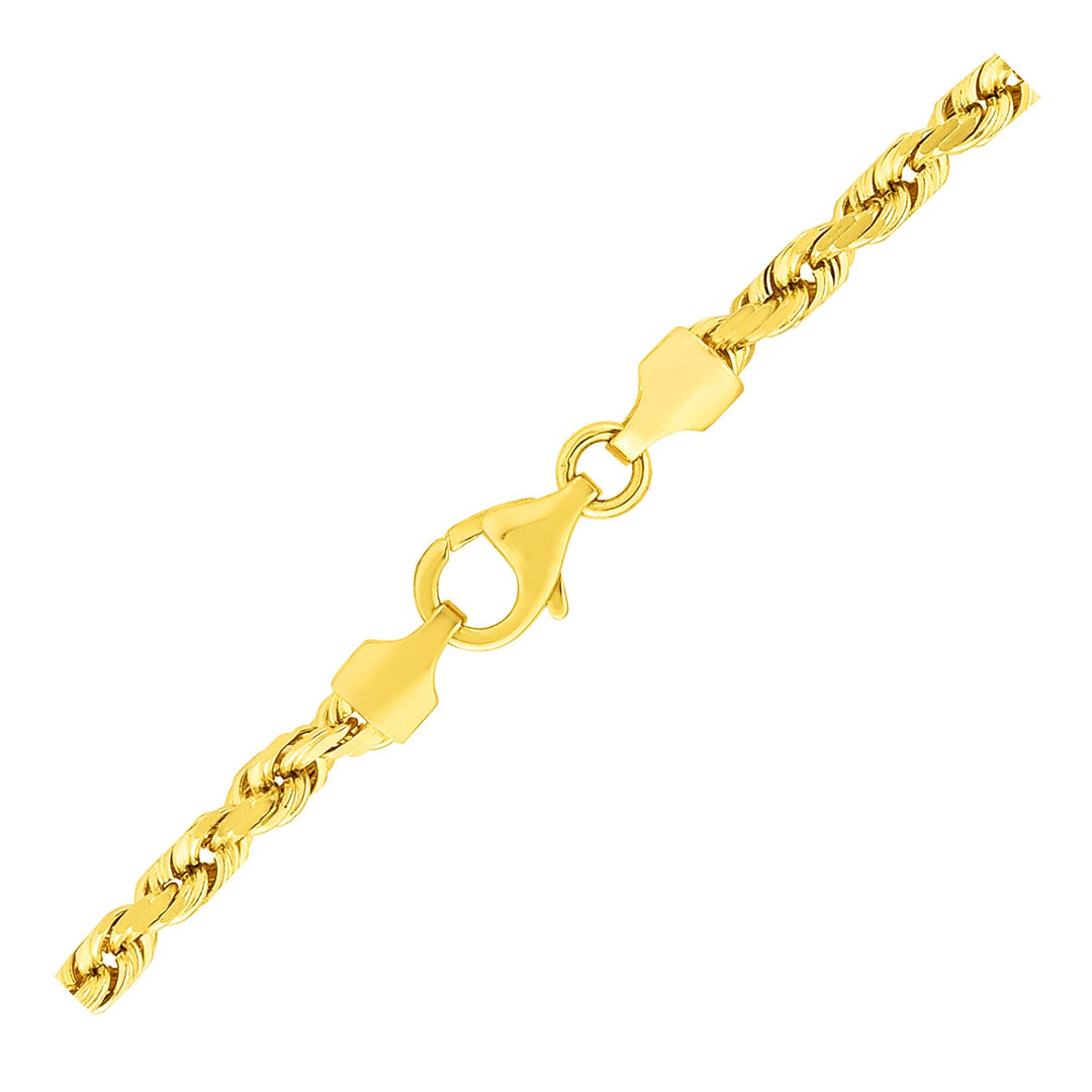 Brand New 10k Yellow Gold Solid Diamond Cut Rope Bracelet (3.50 mm)