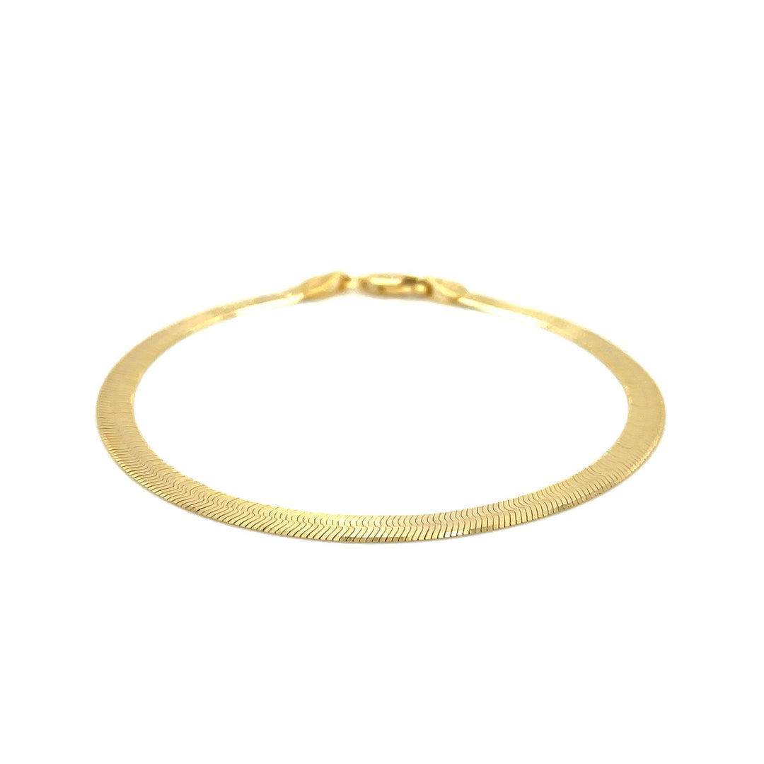 Brand New 14k Yellow Gold Super Flex Herringbone Bracelet (3.80 mm)