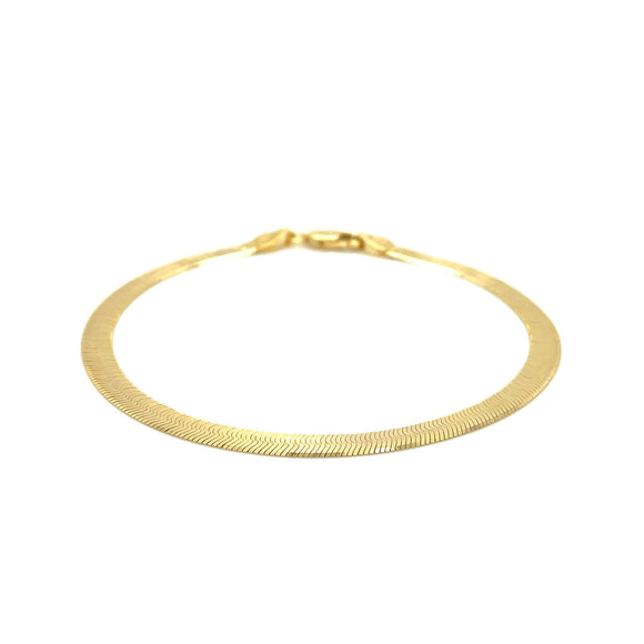 Brand New 14k Yellow Gold Super Flex Herringbone Bracelet (3.80 mm)