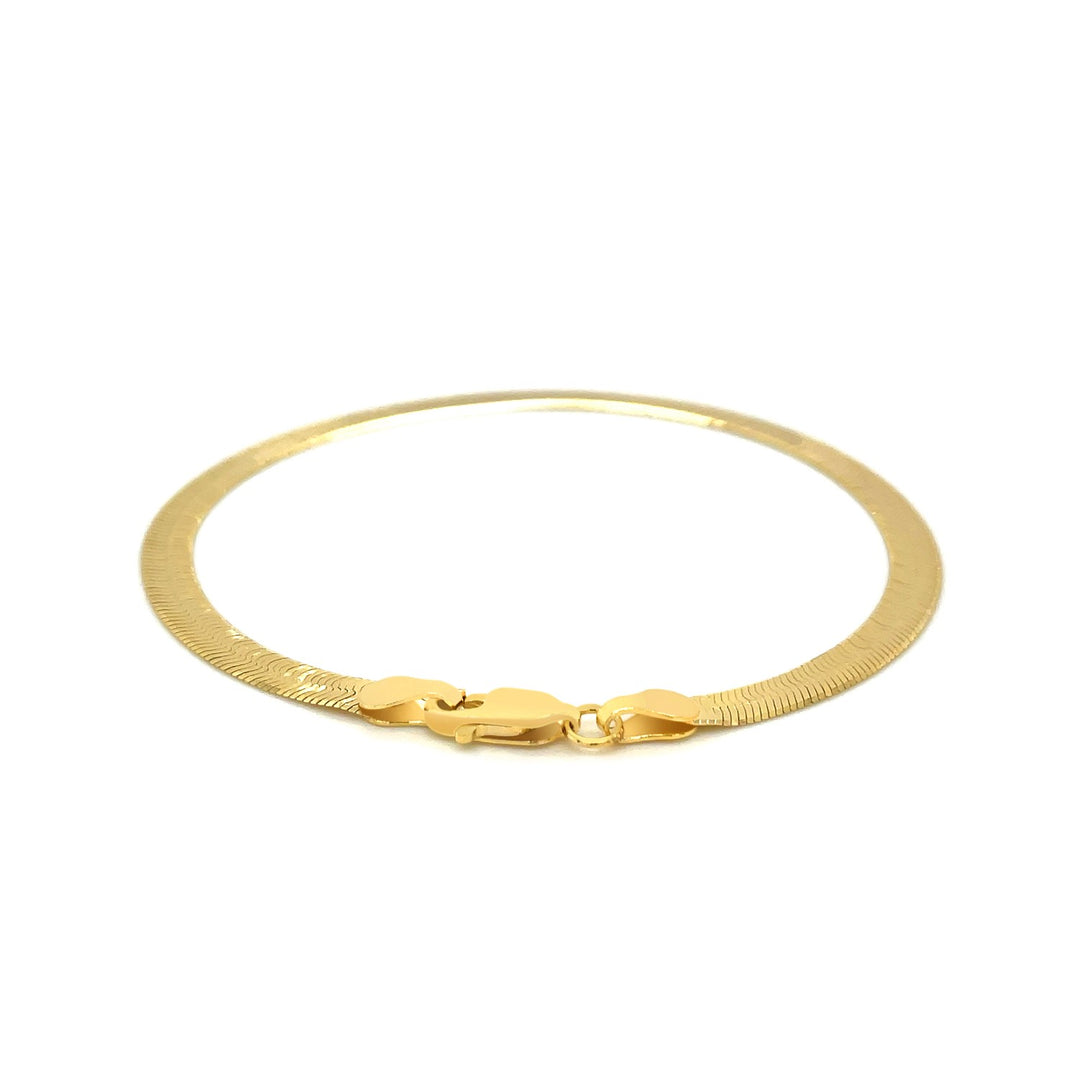 Brand New 14k Yellow Gold Super Flex Herringbone Bracelet (3.80 mm)