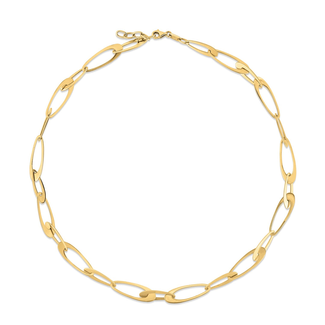 Brand New 14K Yellow Gold Italian Oval Links Necklace