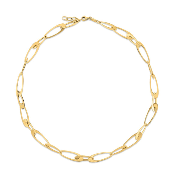 Brand New 14K Yellow Gold Italian Oval Links Necklace