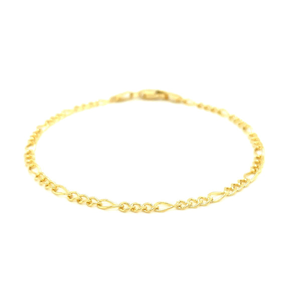 Brand New 10k Yellow Gold Link Figaro Bracelet (2.60 mm)