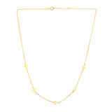 Brand New 14k Yellow Gold Chain Necklace with Cross Stations