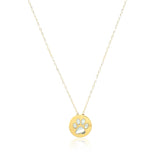 Brand New 14k Yellow Gold Necklace with Dog Paw Print Symbol in Mother of Pearl