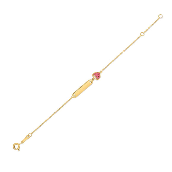 Brand New 14k Yellow Gold Strawberry Childrens Bracelet (1.00 mm)