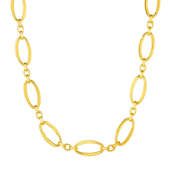 Brand New 14k Yellow Gold Necklace with Polished Oval Links