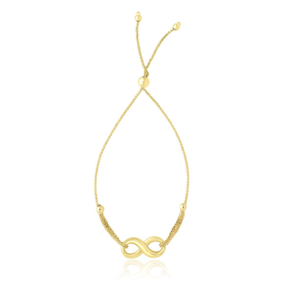 Brand New 14k Yellow Gold Infinity Motif Adjustable Lariat Bracelet (1.00 mm)