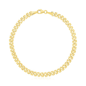 Brand New 14k Yellow Gold High Polish Textured Fancy Chain Bracelet  (4.00 mm)