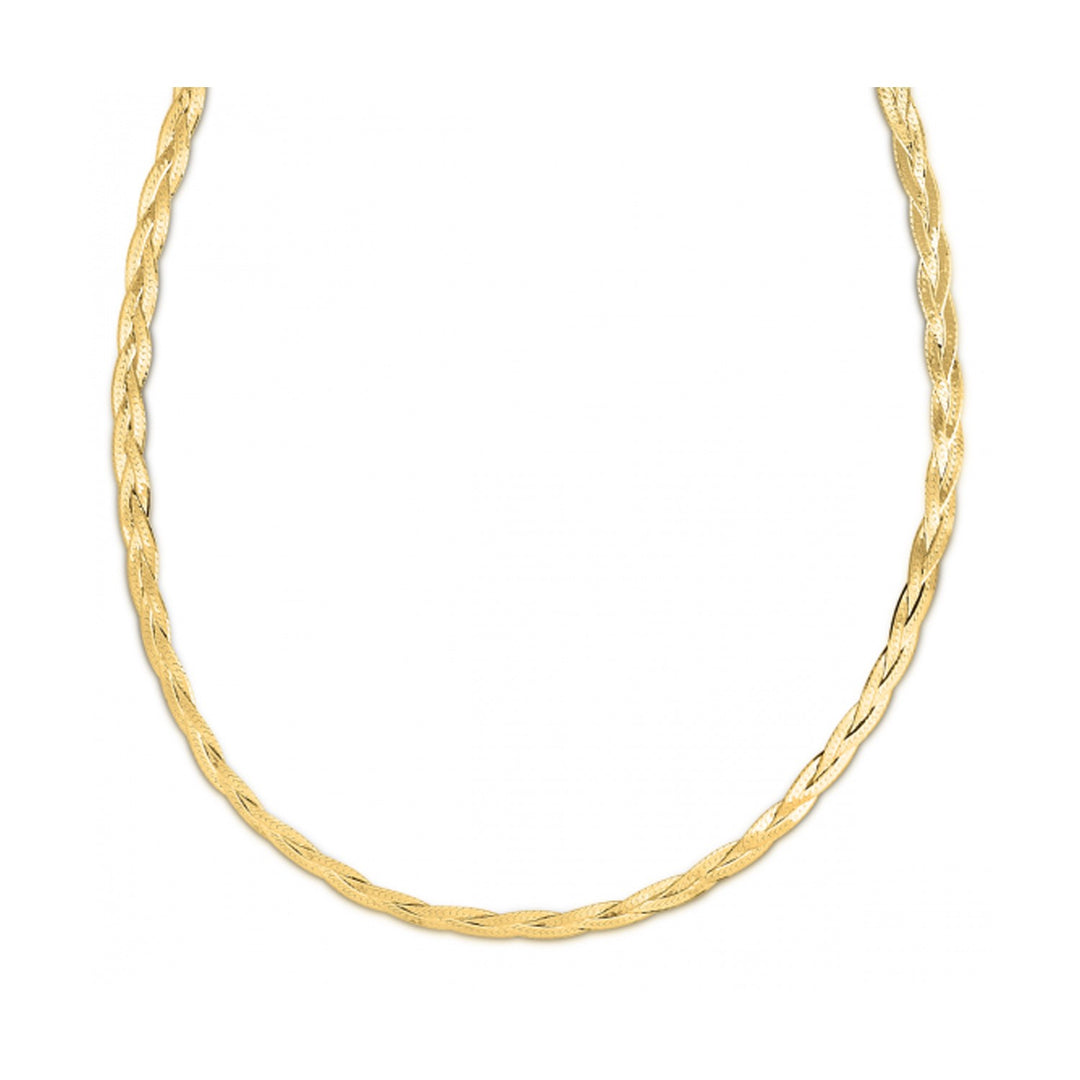 Brand New 14k Yellow Gold Braided Herringbone Chain (3.20 mm)