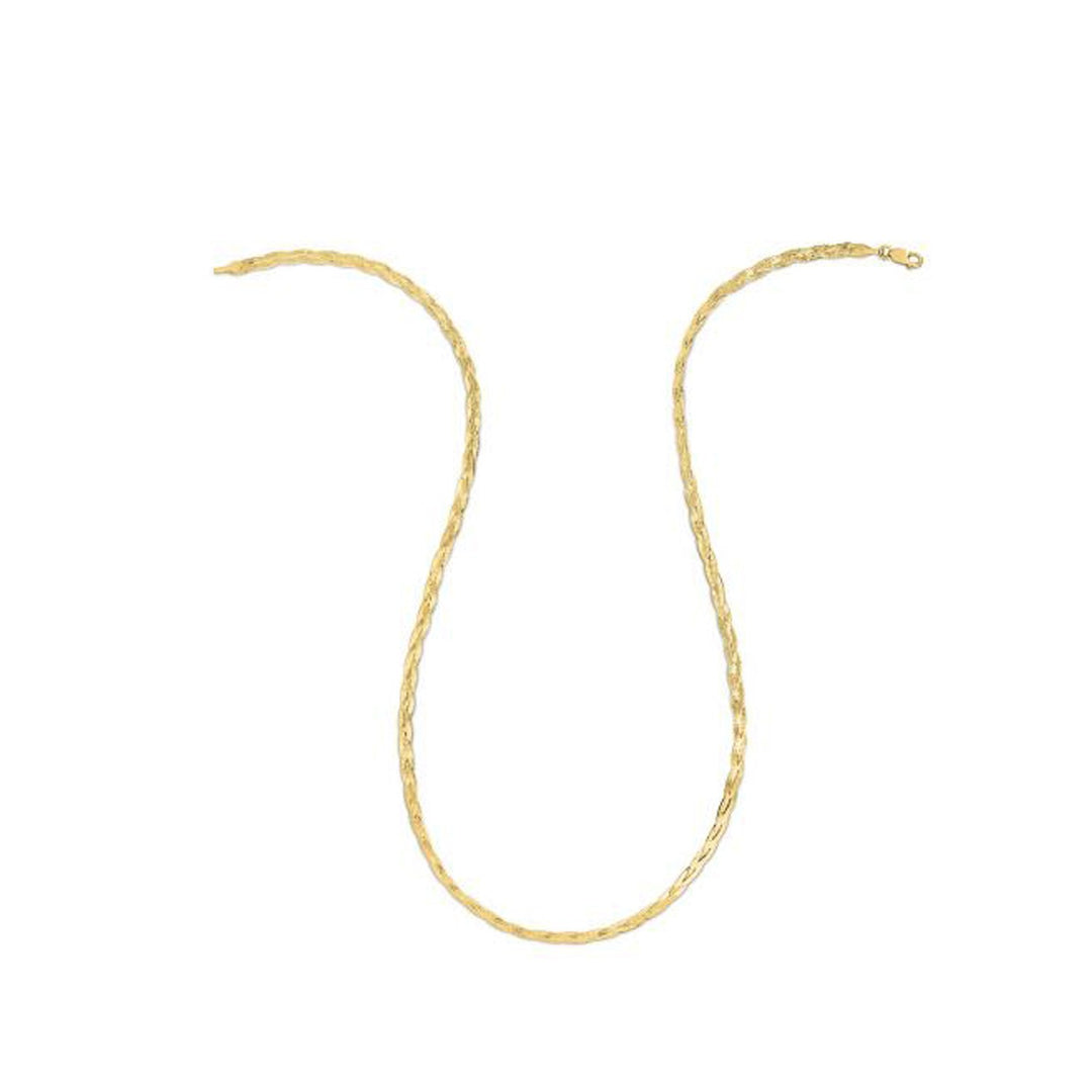 Brand New 14k Yellow Gold Braided Herringbone Chain (3.20 mm)