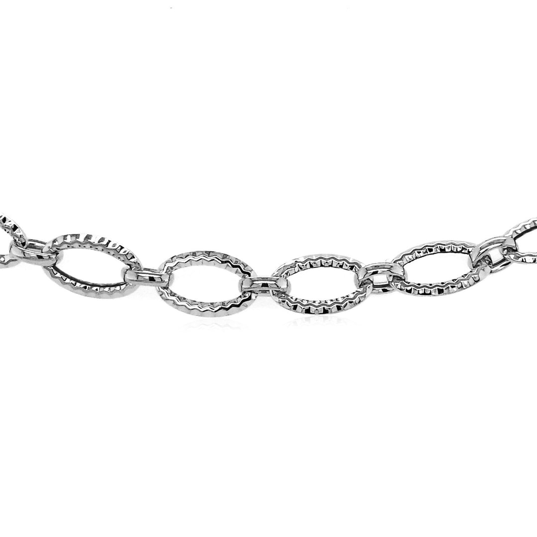 Brand New Textured Oval Link Bracelet in 14k White Gold (8.60 mm)