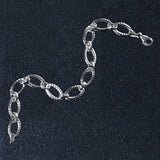 Brand New Textured Oval Link Bracelet in 14k White Gold (8.60 mm)