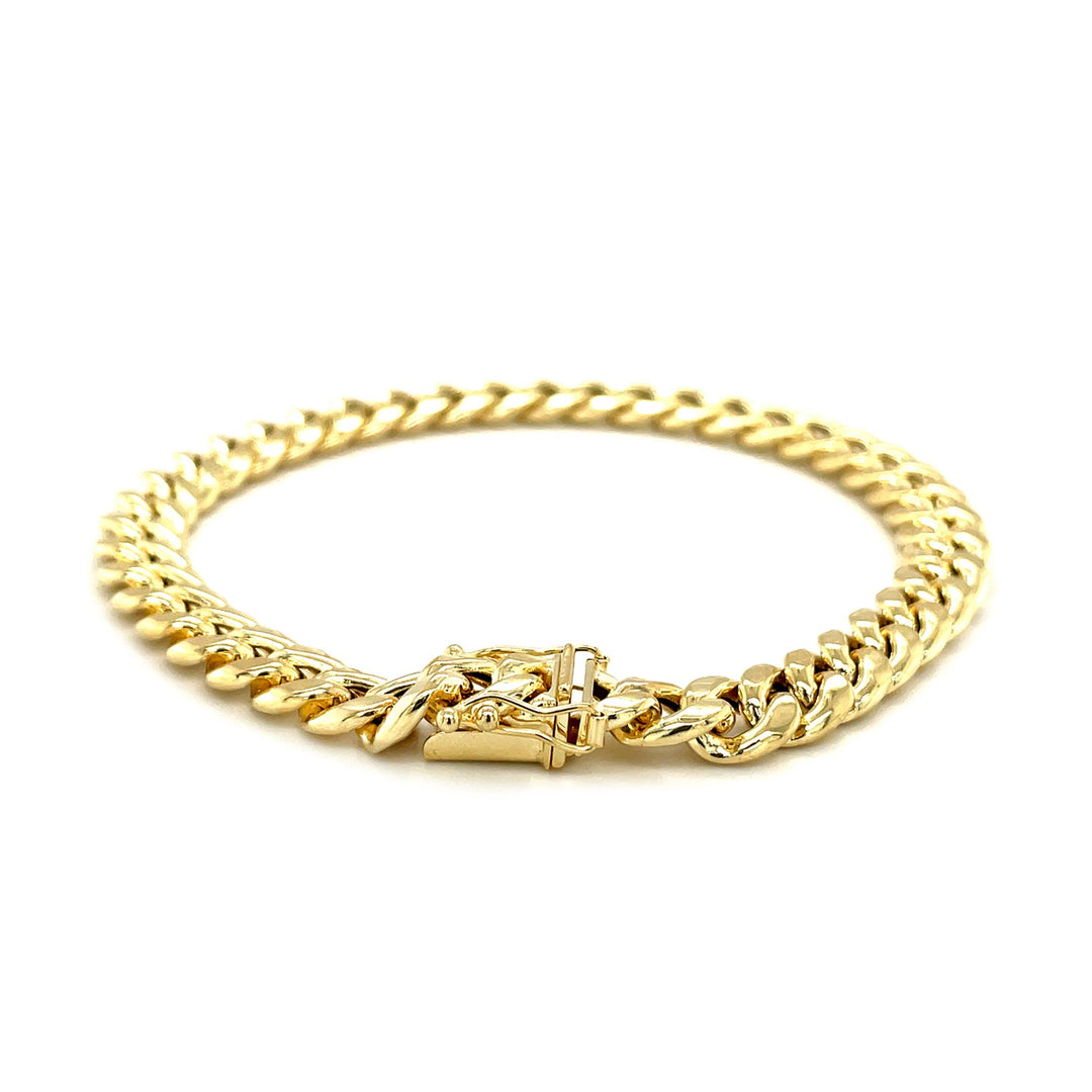 Brand New 14k Yellow Gold Semi Solid Miami Cuban Bracelet (7.20 mm)