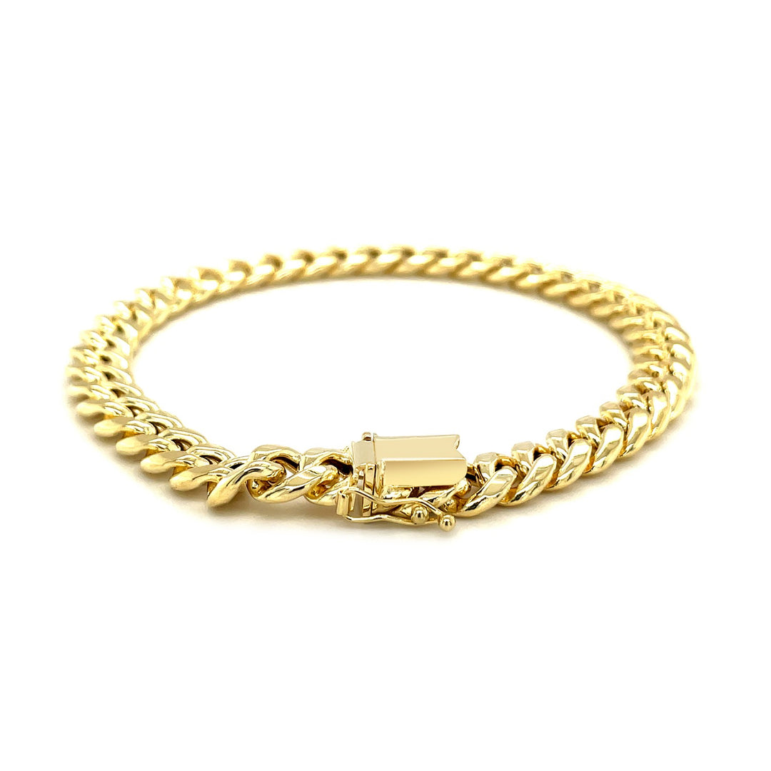 Brand New 14k Yellow Gold Semi Solid Miami Cuban Bracelet (7.20 mm)