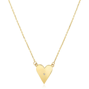 Brand New 14k Yellow Gold High Polish Elongated Heart Necklace