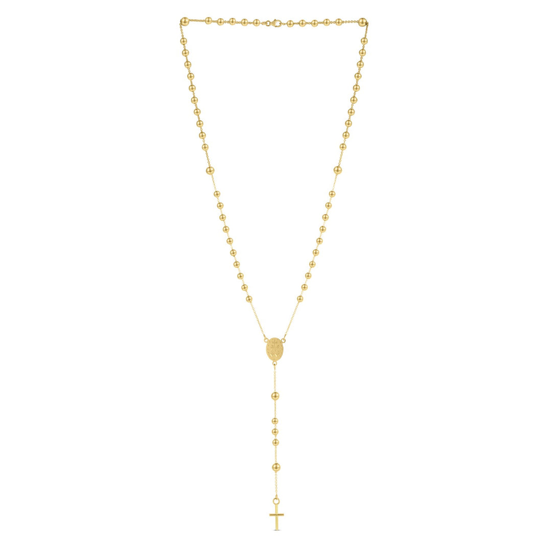 Brand New 14K Yellow Gold Rosary Necklace