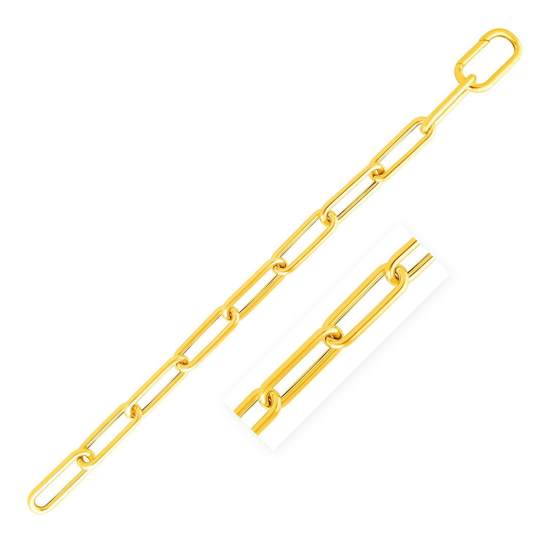 Brand New 14k Yellow Gold Rounded Paperclip Chain Necklace