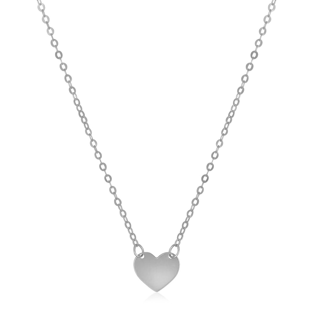 Brand New 14k White Gold Polished Mini Heart Necklace