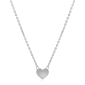 Brand New 14k White Gold Polished Mini Heart Necklace