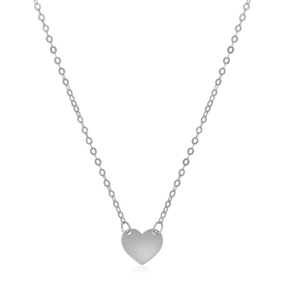 Brand New 14k White Gold Polished Mini Heart Necklace