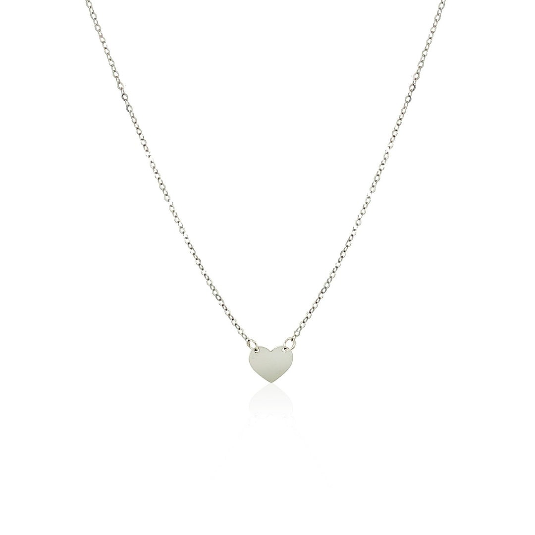 Brand New 14k White Gold Polished Mini Heart Necklace