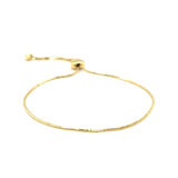 Brand New 14k Yellow Gold Adjustable Lariat Style Heart Motif Bracelet (1.00 mm)