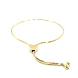 Brand New 14k Yellow Gold Adjustable Lariat Style Heart Motif Bracelet (1.00 mm)