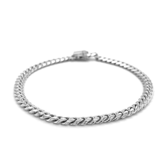 Brand New 14k White Gold Classic Miami Cuban Solid Bracelet (5.00 mm)