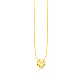 Brand New 14k Yellow Gold Polished Four Leaf Clover Necklace with Diamond