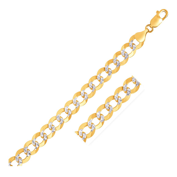 Brand New 14k Two Tone Gold Pave Curb Bracelet (9.70 mm)