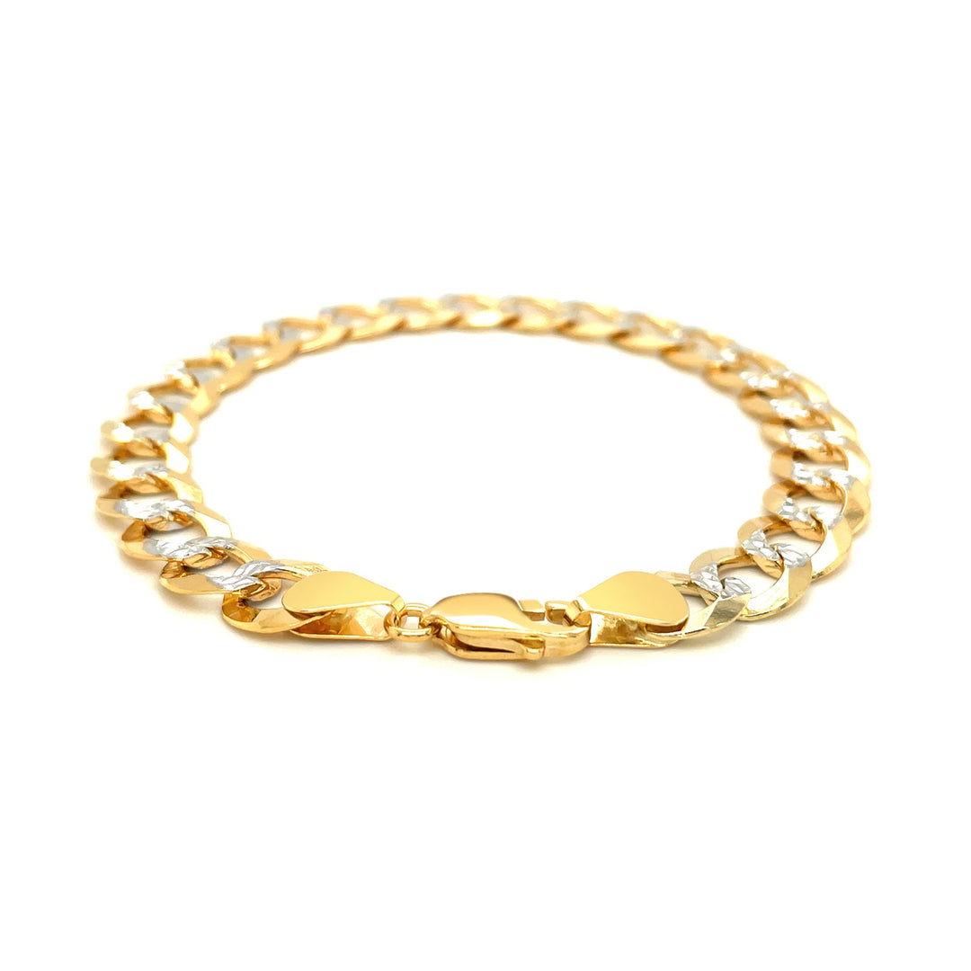 Brand New 14k Two Tone Gold Pave Curb Bracelet (9.70 mm)