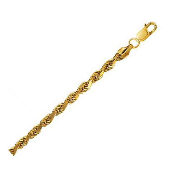 Brand New 10K Yellow Gold Hollow Diamond Cut Rope Chain (5.00 mm)