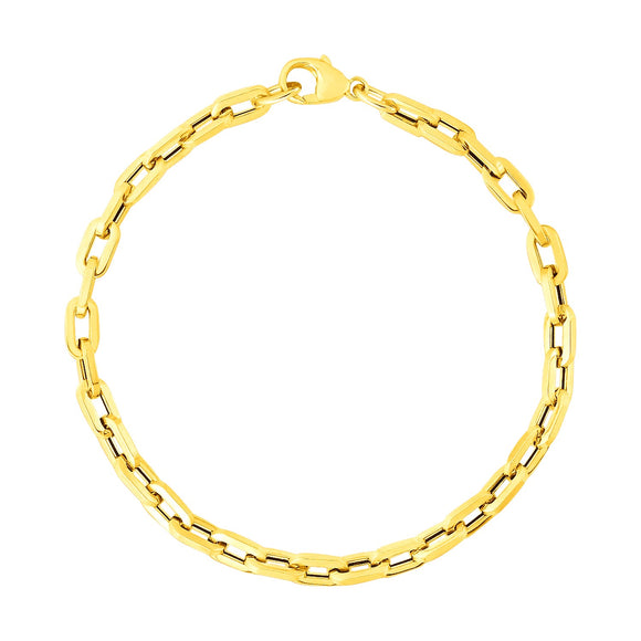 Brand New 14k Yellow Gold Paperclip Chain Bracelet with Three Diamond Links (4.20 mm)