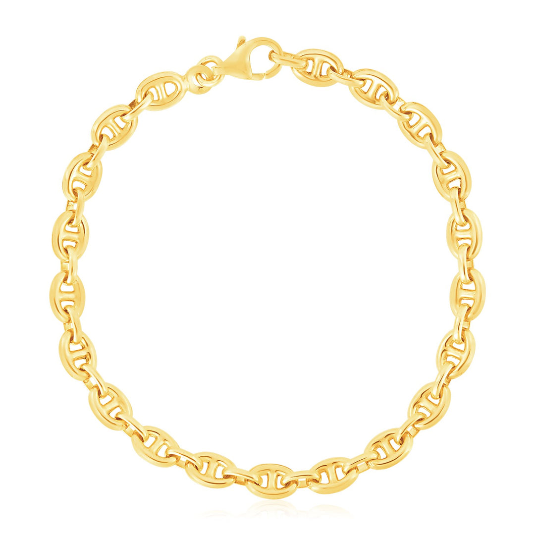 Brand New 14k Yellow Gold High Polish Mariner Link Bracelet  (5.40 mm)