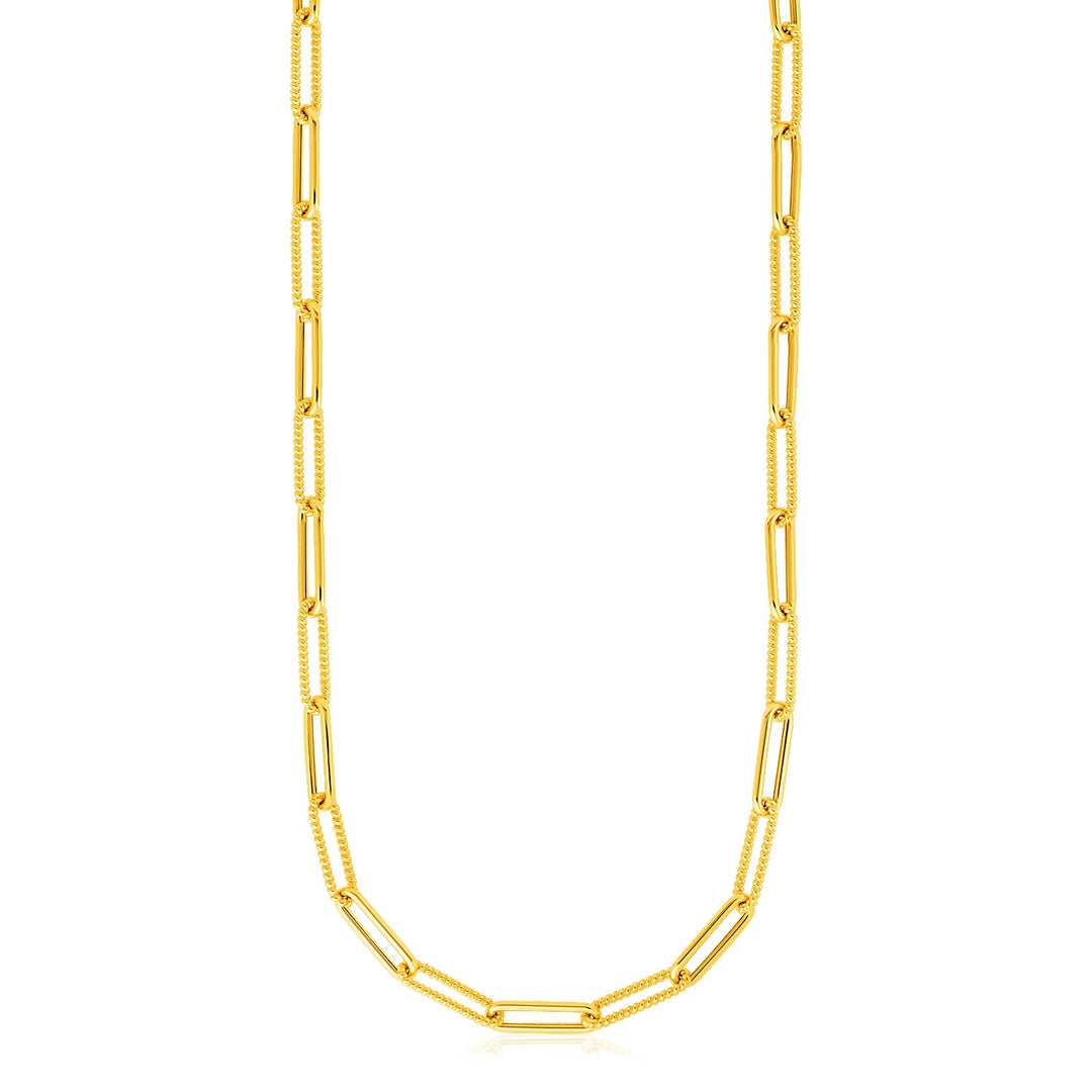 Brand New 14k Yellow Gold Textured Paperclip Chain (3.50 mm)