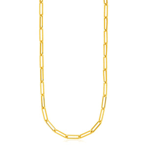 Brand New 14k Yellow Gold Textured Paperclip Chain (3.50 mm)