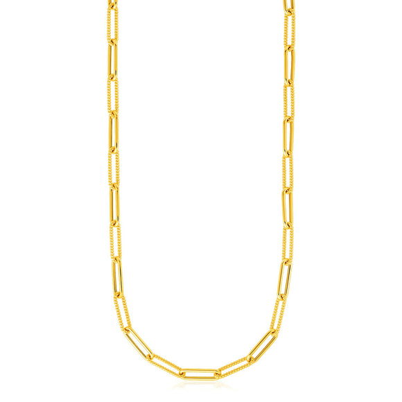 Brand New 14k Yellow Gold Textured Paperclip Chain (3.50 mm)