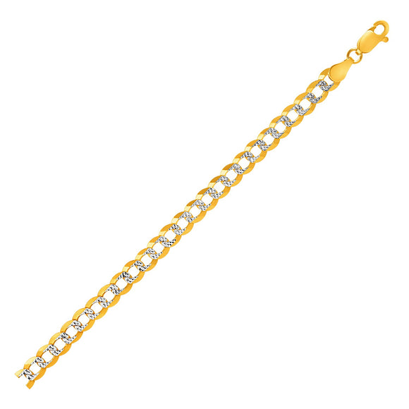 Brand New 14k Two Tone Gold Pave Curb Bracelet (5.70 mm)