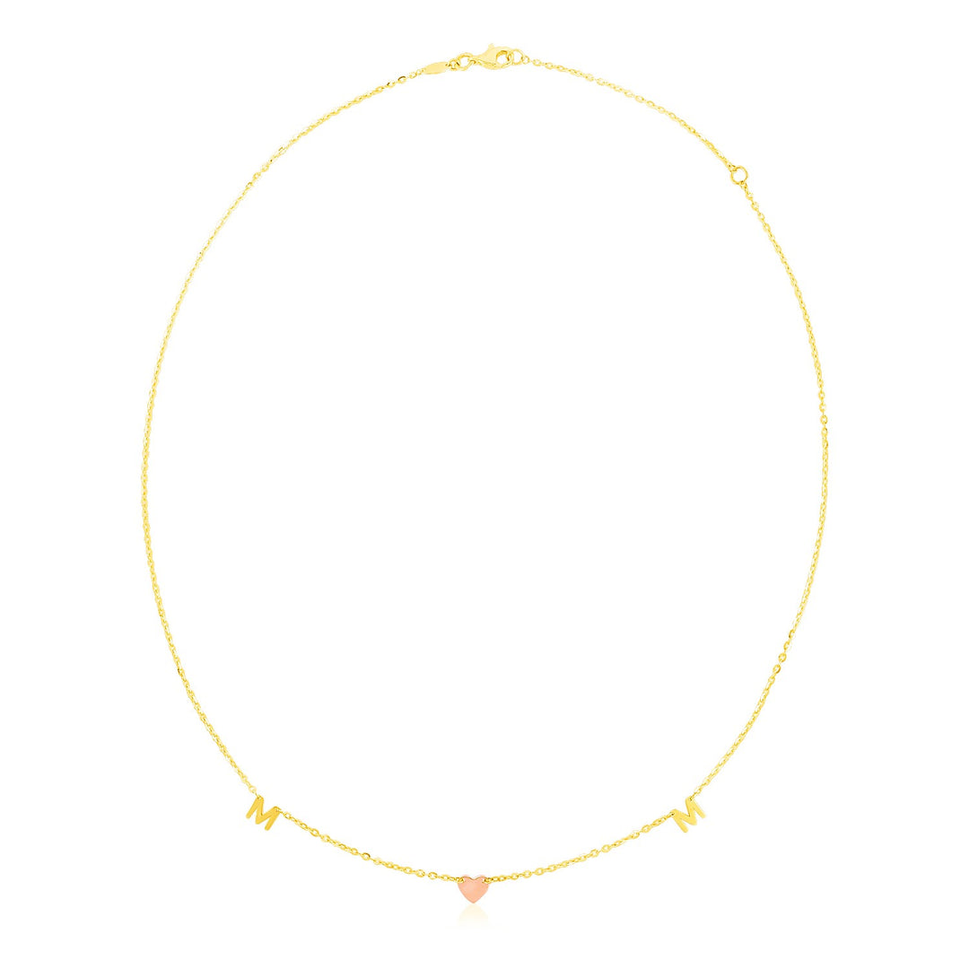 Brand New 14k Yellow and Rose Gold Mom Necklace