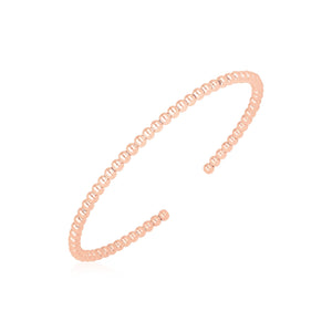 Brand New 14k Rose Gold High Polish Bead Cuff Bangle (3.00 mm)