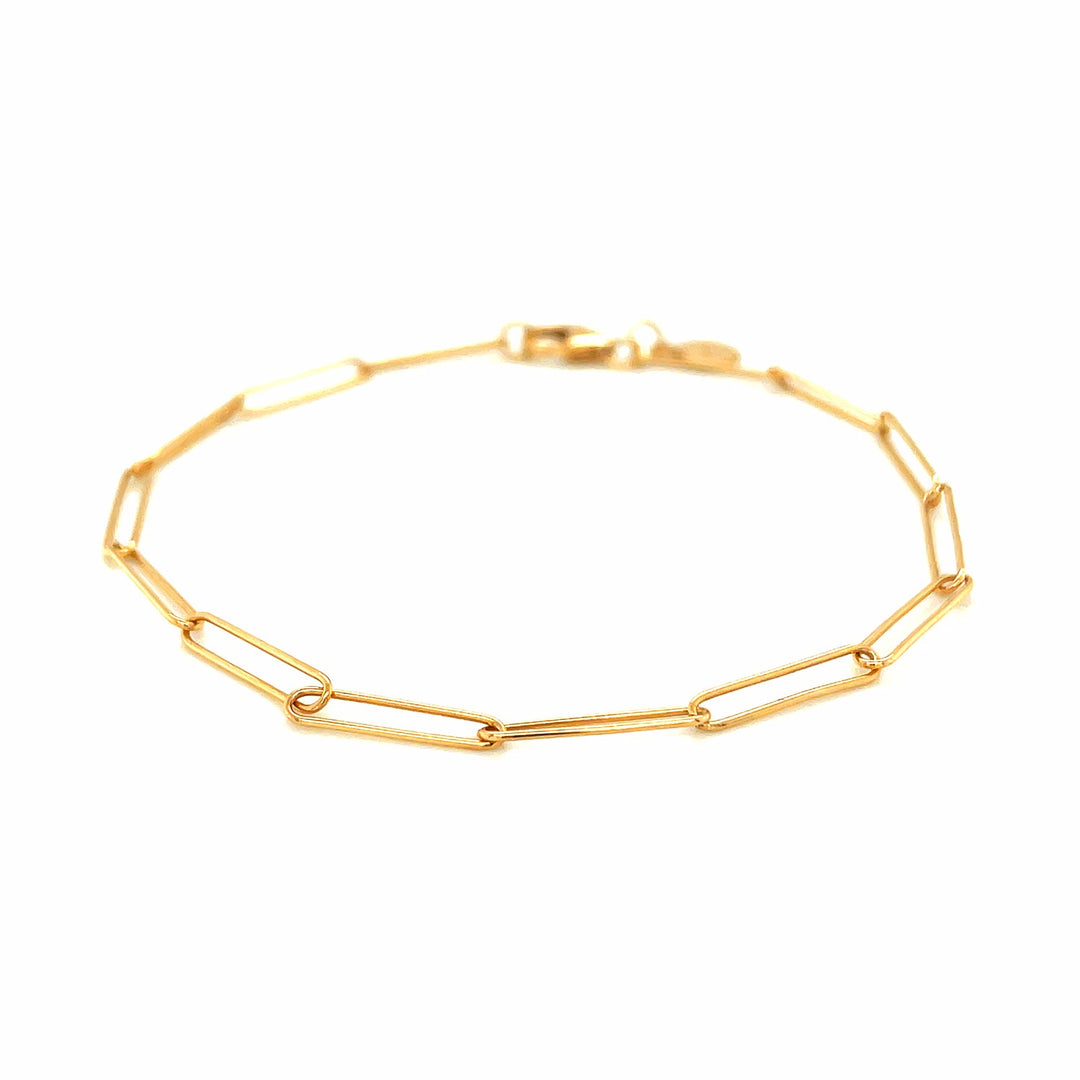 14k Yellow Gold Wire Paperclip Bracelet  (2.70 mm)