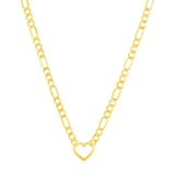 Brand New 14k Yellow Gold Figaro Chain Necklace with Heart