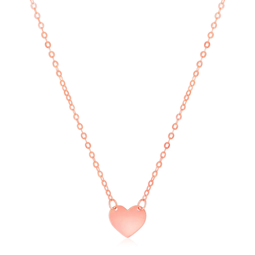 Brand New 14k Rose Gold Polished Mini Heart Necklace