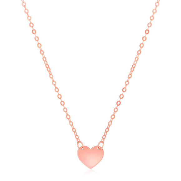 Brand New 14k Rose Gold Polished Mini Heart Necklace