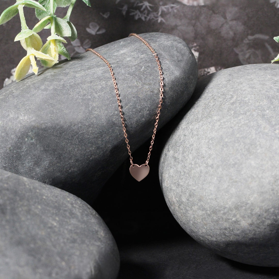 Brand New 14k Rose Gold Polished Mini Heart Necklace