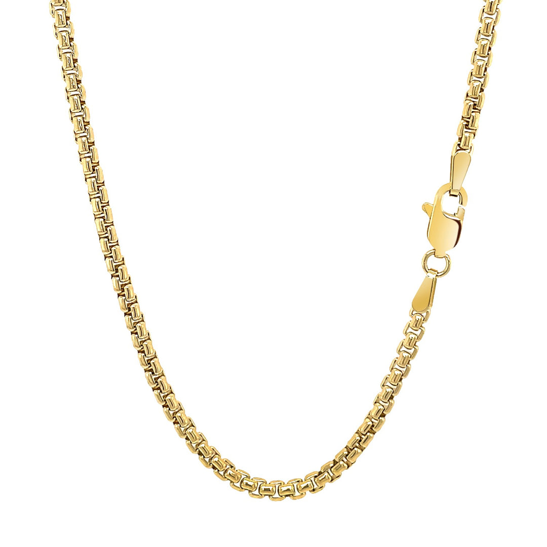 Brand New 14k Yellow Gold Solid Round Box Chain (2.5 mm)